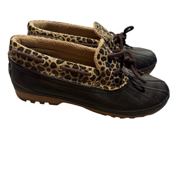 Sperry Top Sider Women's Leopard Print Rubber Duck Boot Shoes 9773334 Size 9 - Picture 1 of 8